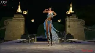 فتاة خيالية زرقاء راقصة شرقية في الثلاثي السلطان مع بي بي سي والجنس المتشددين